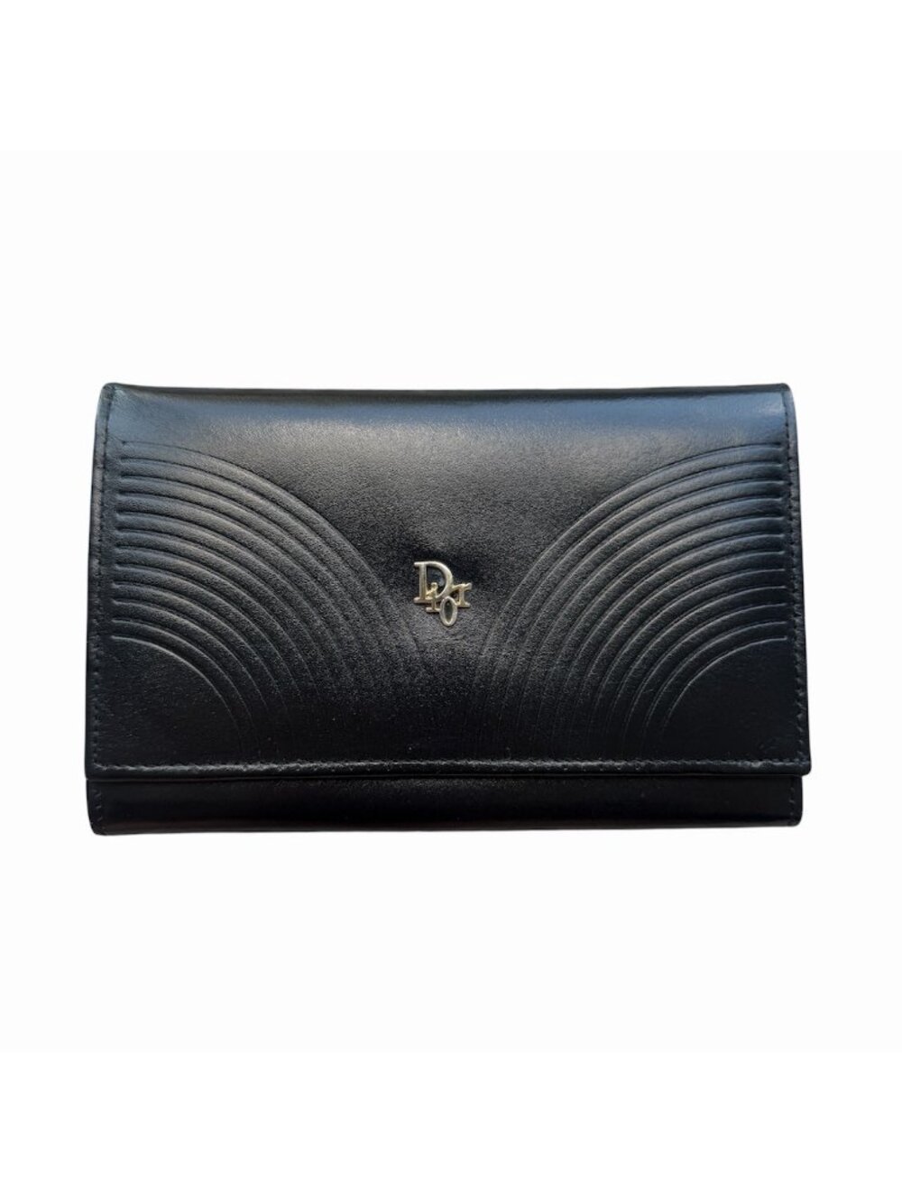 Vintage Dior Black Leather Envelope Wallet